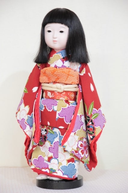 ◇新品 市松人形用 着物 振り袖 帯セット リメイク ハンドメイド 梅柄