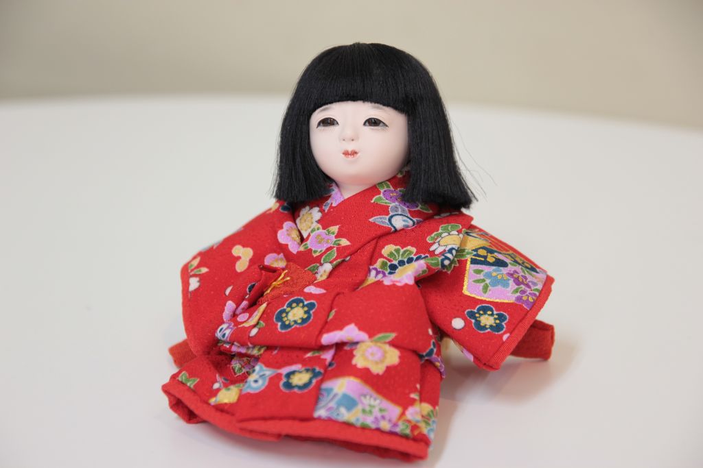 豆市松人形 豆市松 市松人形 女の子 14cm 骨董 アンティークドール - 人形
