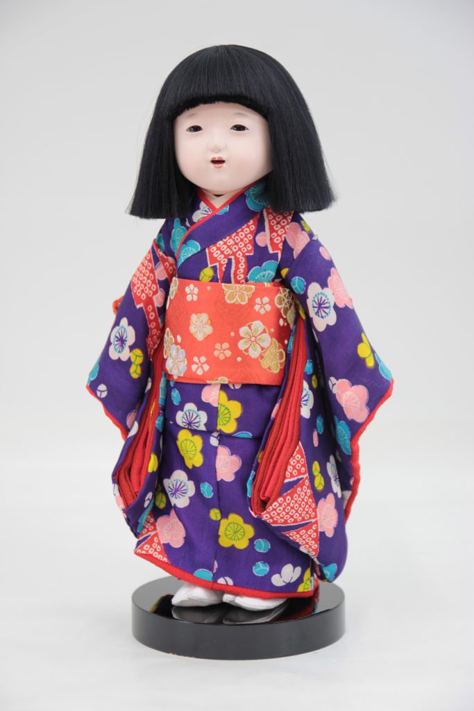 味岡映水作 ８号 市松人形 (３０) 約３２センチ 古布衣装 絹毛 | 味岡