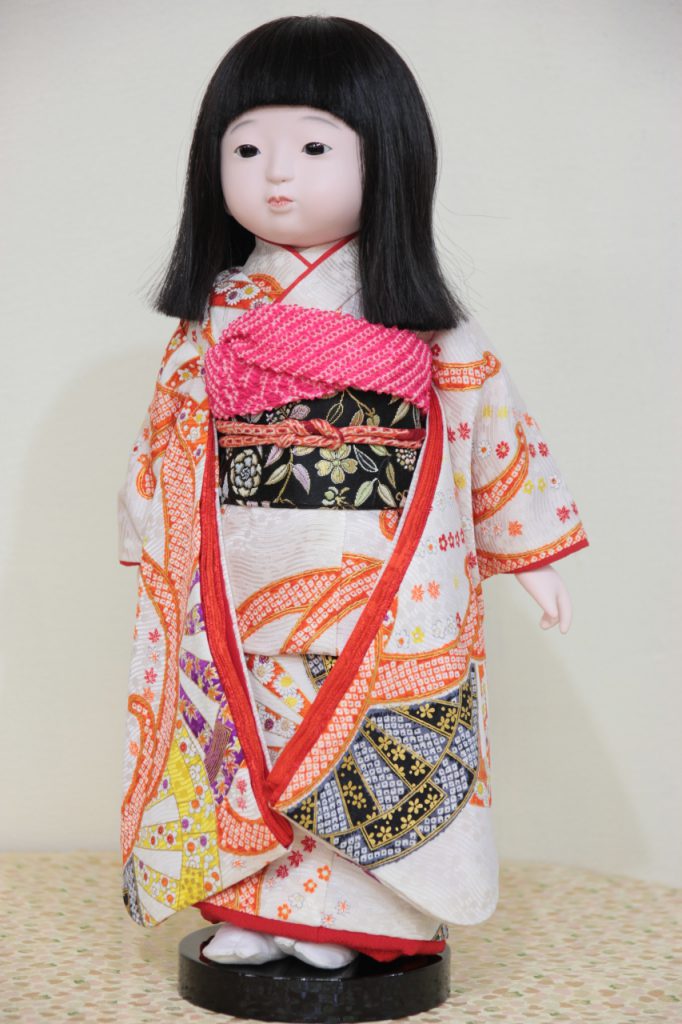 味岡映水作 １３号 市松人形 （６） 正絹衣装 人毛 | 味岡人形ショッピング
