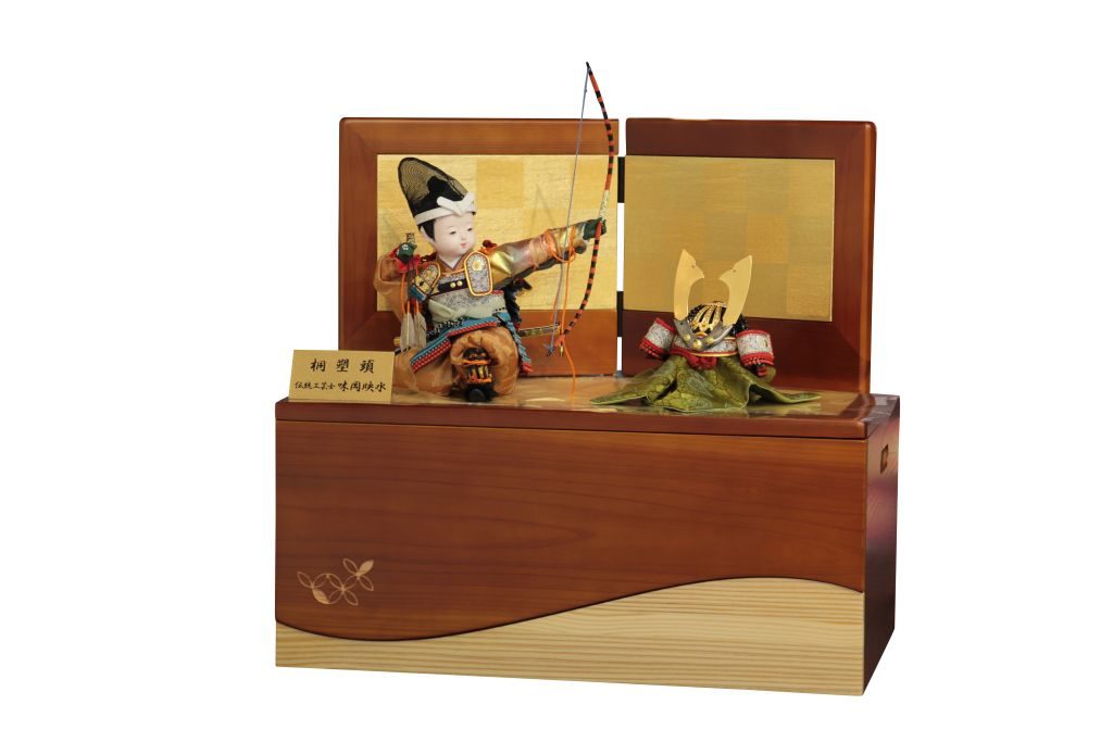 五月人形 大将飾り 兜セット 収納式 桐塑頭 伝統工芸品 | 味岡人形